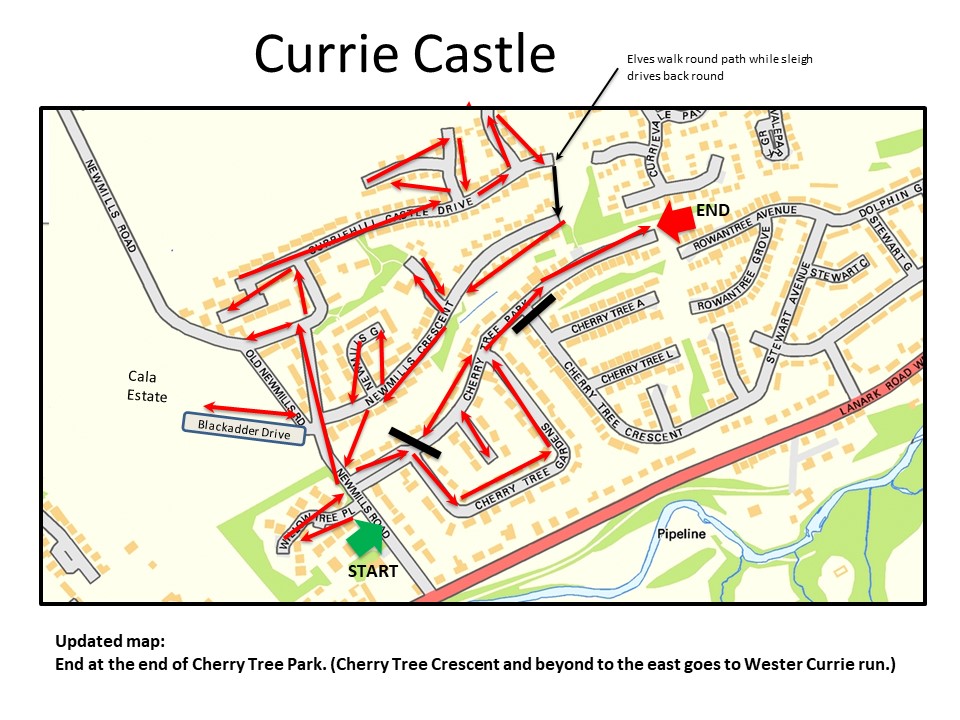 Currie Castle/Cherry Tree Route Map