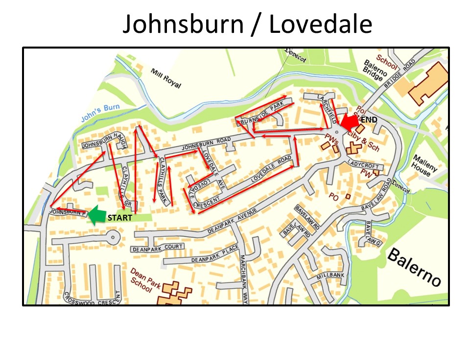 Johnsburn & Lovedale Route Map